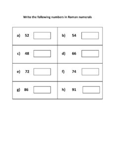Roman Numerals Worksheet for Grade 3