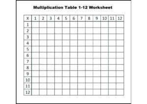 Blank Multiplication Table 1 12 Worksheet pdf