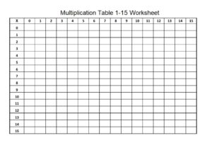 Multiplication Chart 1 to 15 Worksheet pdf